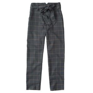 Abercrombie & Fitch Tie Waist Menswear Pant in Dark Grey Plaid